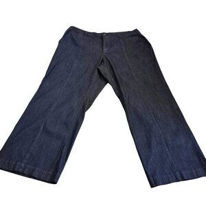 Ashley Stewart Dark Wash Wide Leg TailoredTrouser Jeans Size 22 NWT